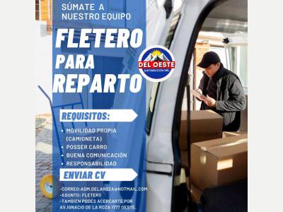Ofertas de Trabajo en San Juan  FLETERO PARA REPARTO