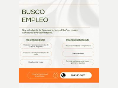 Busqueda de Trabajo  BUSCO TRABAJO COMO CUIDADORA O NIERA