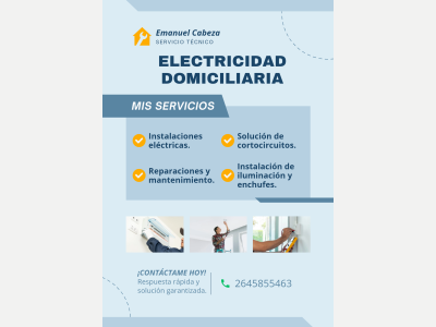 Oficios Electricista Servicio de Electricidad Domiciliaria