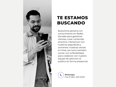  Se Necesita Persona con Conocimientos en Redes Sociales y ventas 