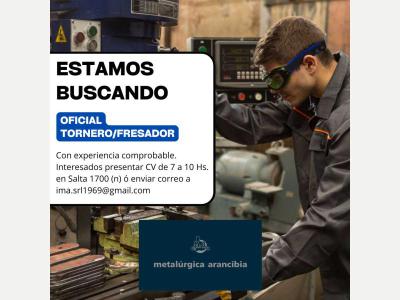Ofertas de Trabajo en San Juan  B�squeda de oficial tornero-fresador