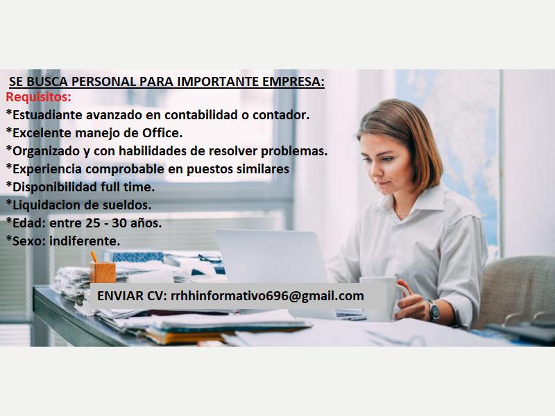 Importante Empresa Busca Adminitrativoa Ofertas De Trabajo Empleos En San Juan 3276816 Clasicuyo 1044