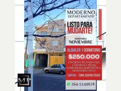 Departamentos Alquiler San Juan MP INMOBILIARIA ALQUILA 264-5149678