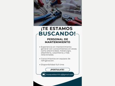 Pedidos Personal de mantenimiento. 