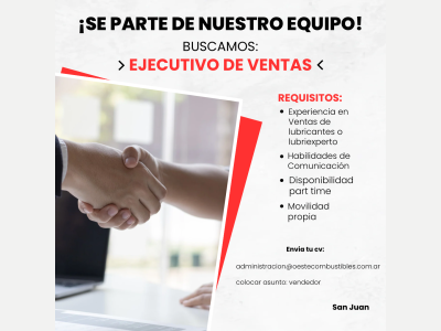 Ofertas de Trabajo en San Juan  Vendedor