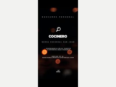 Ofertas de Trabajo en San Juan  BUSCAMOS COCINERO