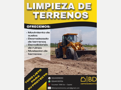 Varios Limpieza De Terrenos, Movimiento De Suelos, Desmalezado, Demoliciones, Nivelaci�n 