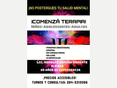 Psicologos No postergues tu salud mental. Comenz� terapia. 
