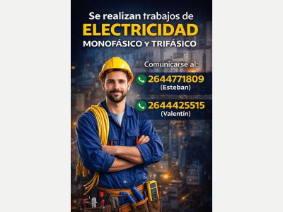 Electricista SE REALIZAN TODOS TIPOS DE TRABAJO CON RESPECTO A ELECTRICIDAD (TRIF�SICO Y MONOF�SICA) 