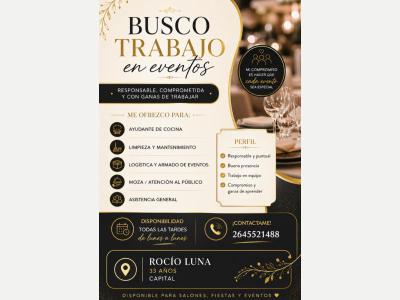  Me ofrezco para trabajar en eventos. 