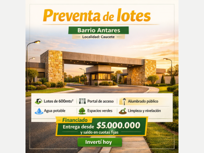 Terrenos Venta San Juan Preventa De Loteos - Barrio Privado Antares