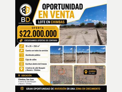 Terrenos Venta San Juan Lote en lugar de crecimiento. Chimbas