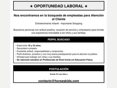 Empleadas para Atencion al Cliente - Rubro Infantil 