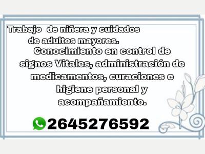 Varios Me ofrezco para cuidado de personas mayores 