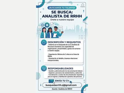 Pedidos Se busca Analista de Recursos Humanos 