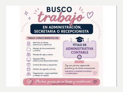  Busco empleo en el �rea administrativa/ recepcionista 