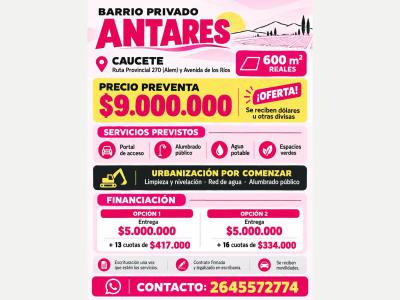 Terrenos Venta San Juan VENDO LOTE EN BARRIO PRIVADO, OFERTA!!